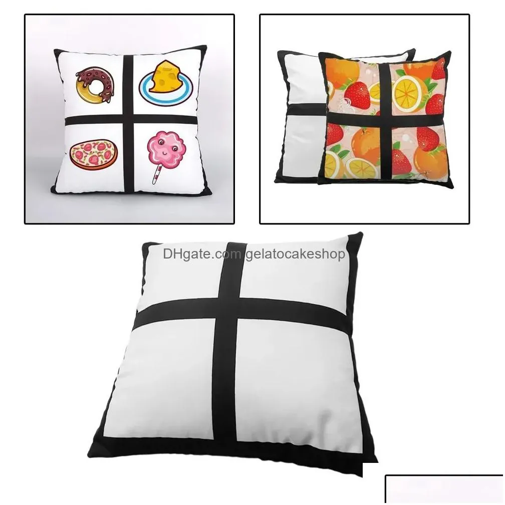 white diy sublimation blanks nine panel sublimation pillow case for sublimate printing christmas party home decoration