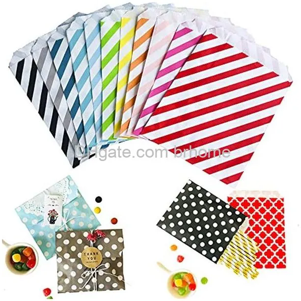 5 x 7 inches white and black striped paper bags holiday wedding christmas favor candy treat bags