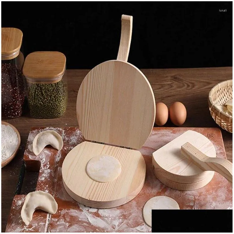 Other Bakeware Bakeware Tools Wooden Manual Dough Press Roller Corn Tortilla Dumpling Skin Bun Mold Kitchen Baking Pastry Maker Round Otuws