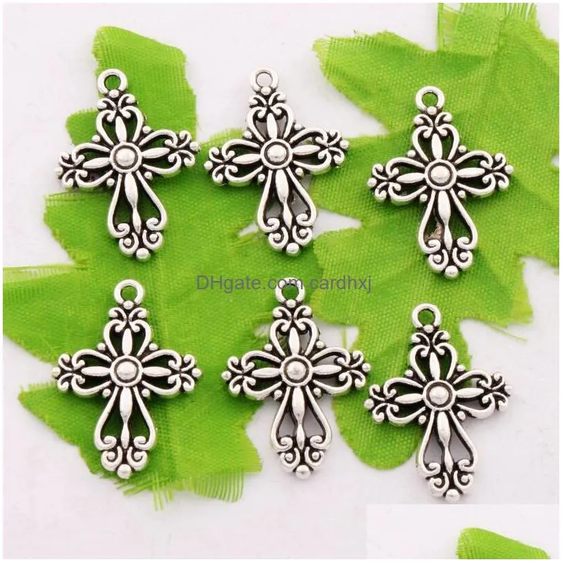 Charms Filigree Flower Cross Relius Charm Antique Sier Spacer Pendants Alloy Handmade Jewelry Findings Components L425 20.5X27.9Mm Jew Dhblw