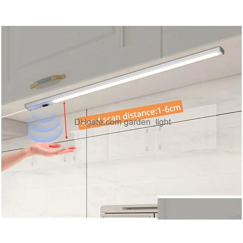 30 40 50 cm hand sweep motion sensor under cabinet lights led hard bar night lamp for kitchen bedroom wardrobe closet background atmosphere