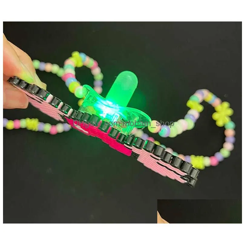 event party supplies electric syllab music festival rave luminous led pacifier kandi necklace soft head bouncing pacifier nightclub sound