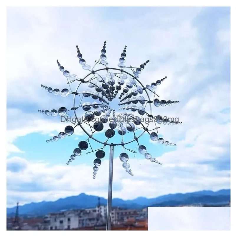 decorative objects figurines patio garden lawn outdoor decoration unique wind collectors magical kinetic metal mill spinner solar powered catchers