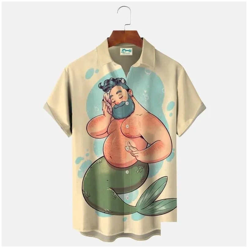 Men`S Casual Shirts Mens Casual Shirts Summer Shirt For Hawaiian Beach Funny Pattern Print Short Sleeve Daily Imported Clothing Vacati Oteml