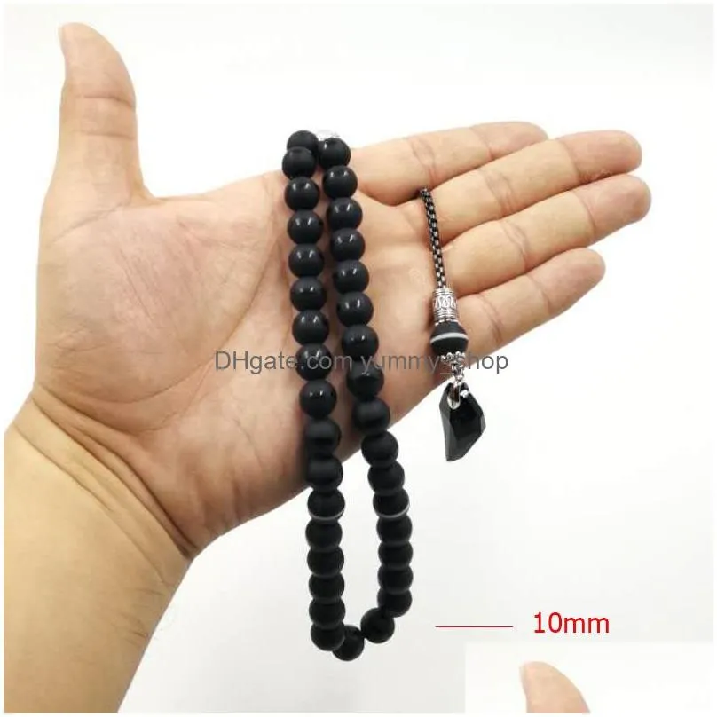 charm bracelets crystal tasbih and agates tassel style black muslim prayer beads 33 66 99misbaha islam rosary islamic gift 230215