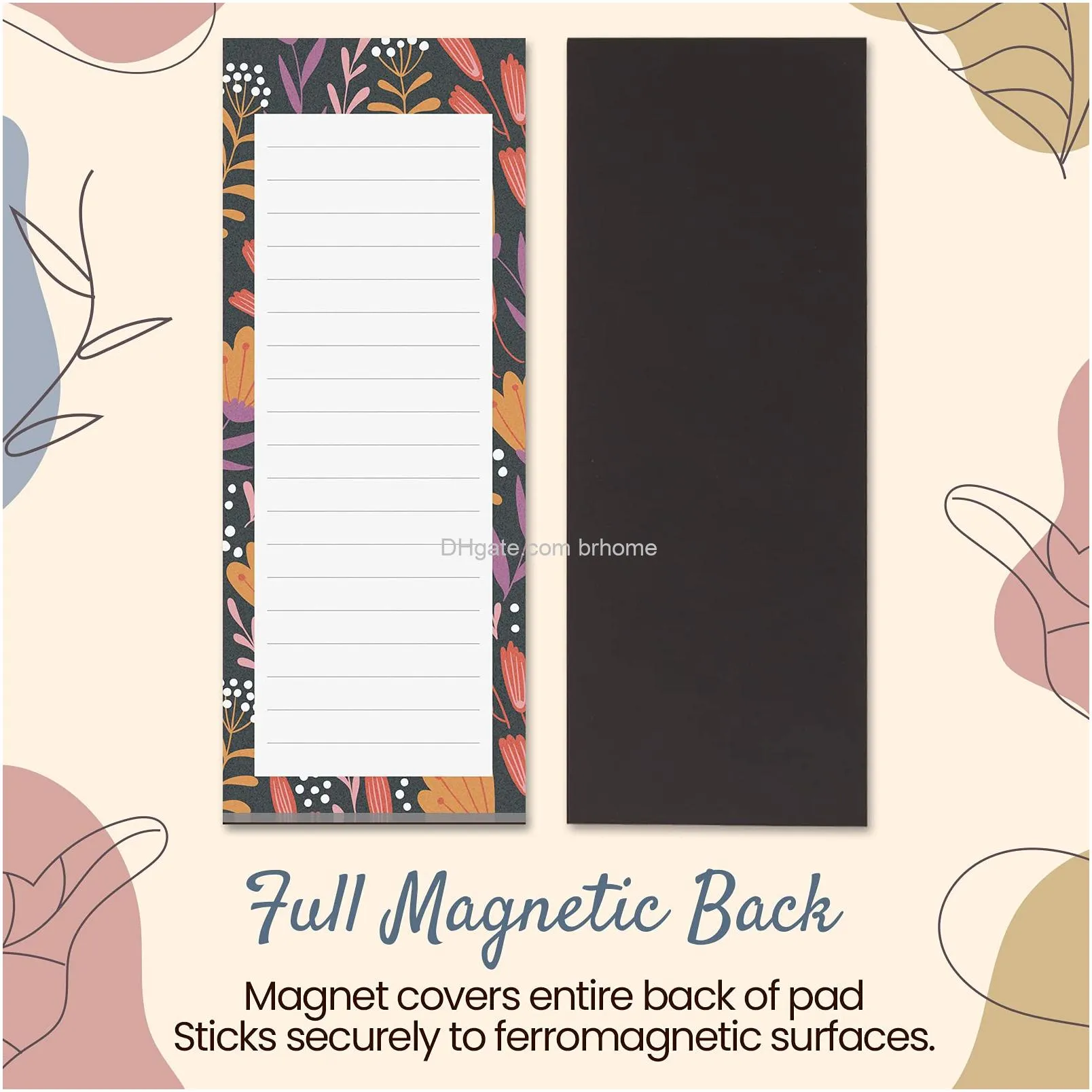 grocery list magnet pad for fridge magnetic note pads lists 60 sheets per pad 6 cute floral designs full magnet back todolist notepads