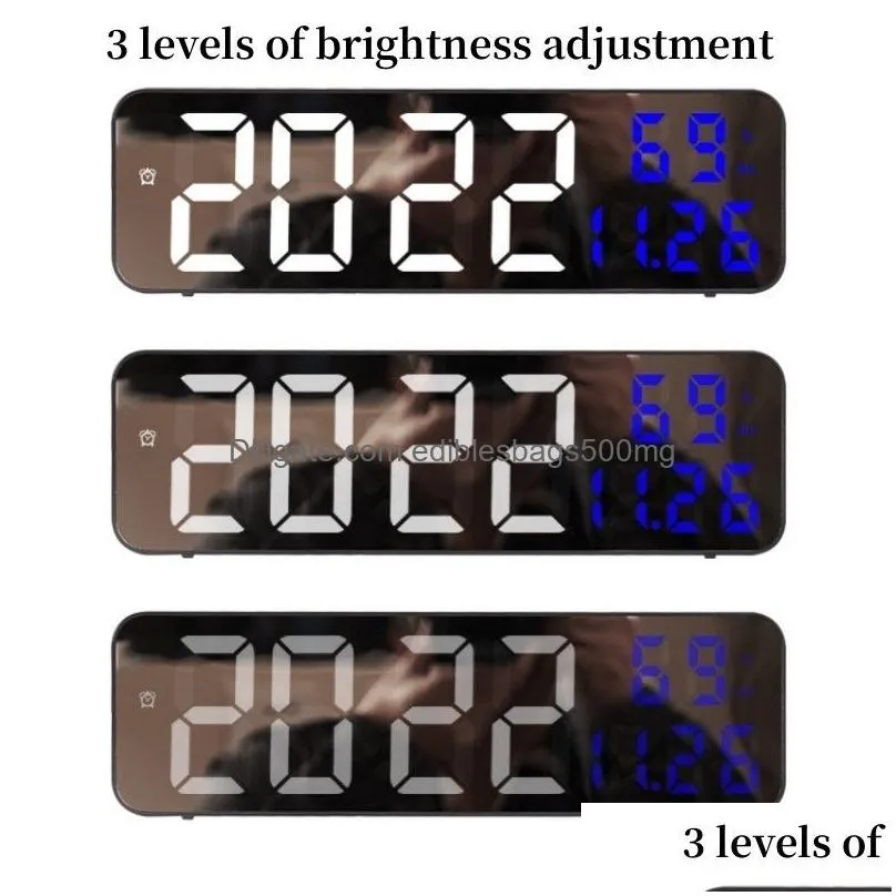 wall clocks 9 inch large digital temperature and humidity display night mode table alarm 12 24h electronic led 230505