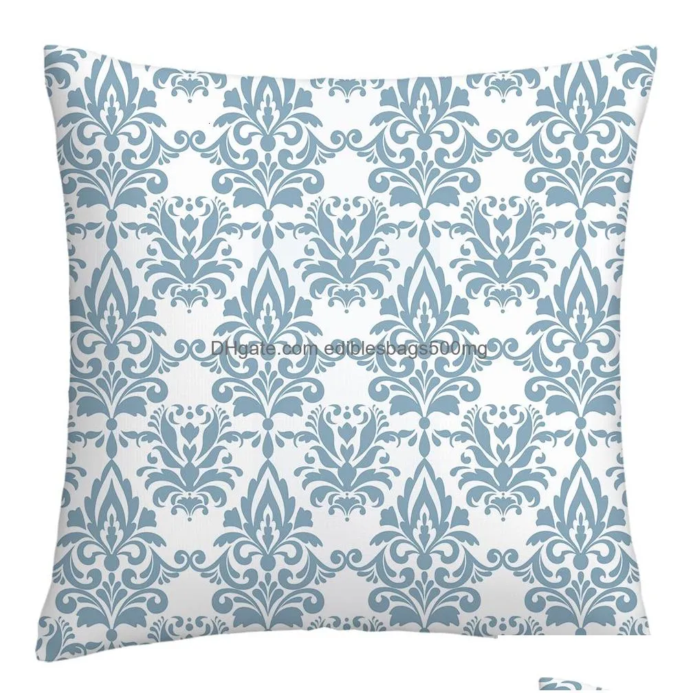 cushion decorative pillow lake blue white geometric linen pillowcase sofa cushion cover home decoration can be customized for you 40x40 45x45 50x50 60x60