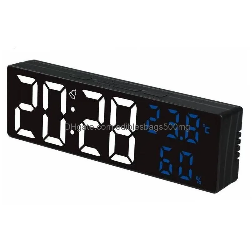 wall clocks 9 inch large digital temperature and humidity display night mode table alarm 12 24h electronic led 230505