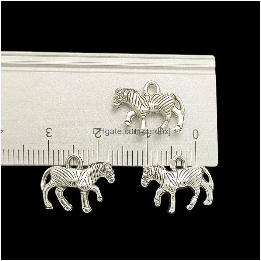 Charms Wholesale 200Pcs Zebra Alloy Charms Pendant Retro Jewelry Making Diy Keychain Ancient Sier For Bracelet Earrings 12X15Mm Jewelr Dhxqh