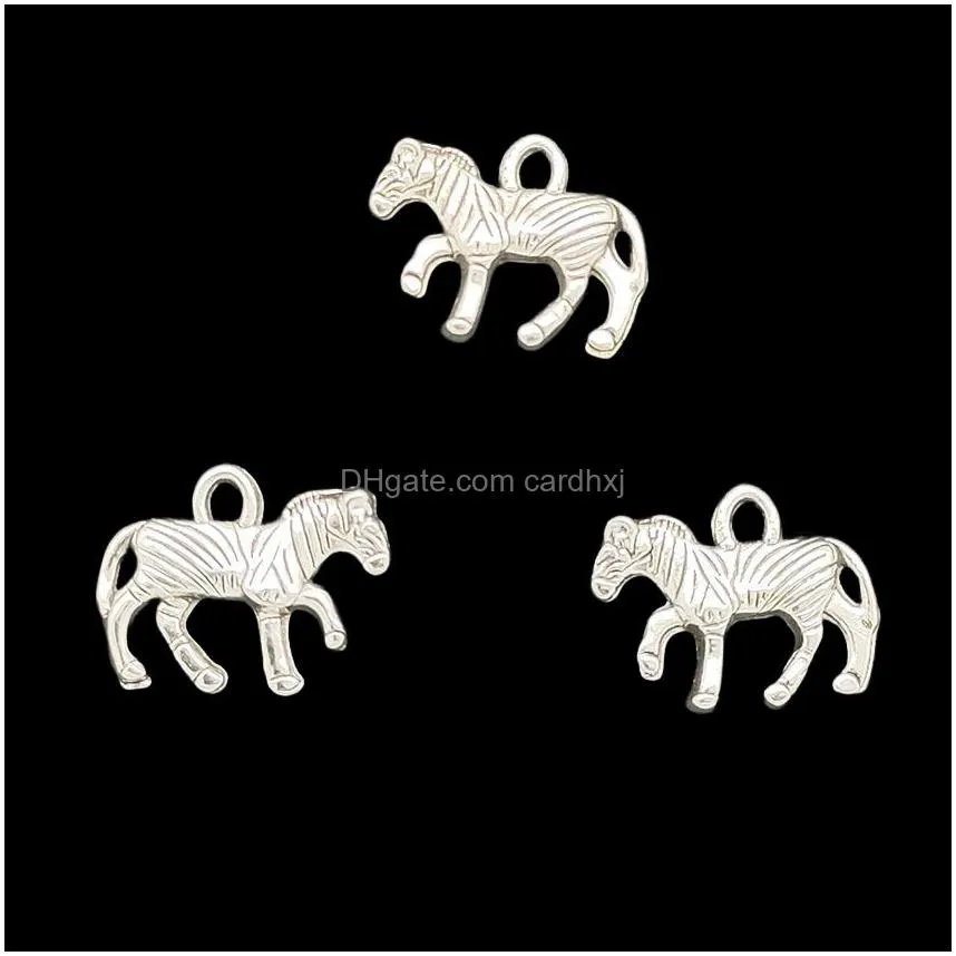Charms Wholesale 200Pcs Zebra Alloy Charms Pendant Retro Jewelry Making Diy Keychain Ancient Sier For Bracelet Earrings 12X15Mm Jewelr Dhxqh