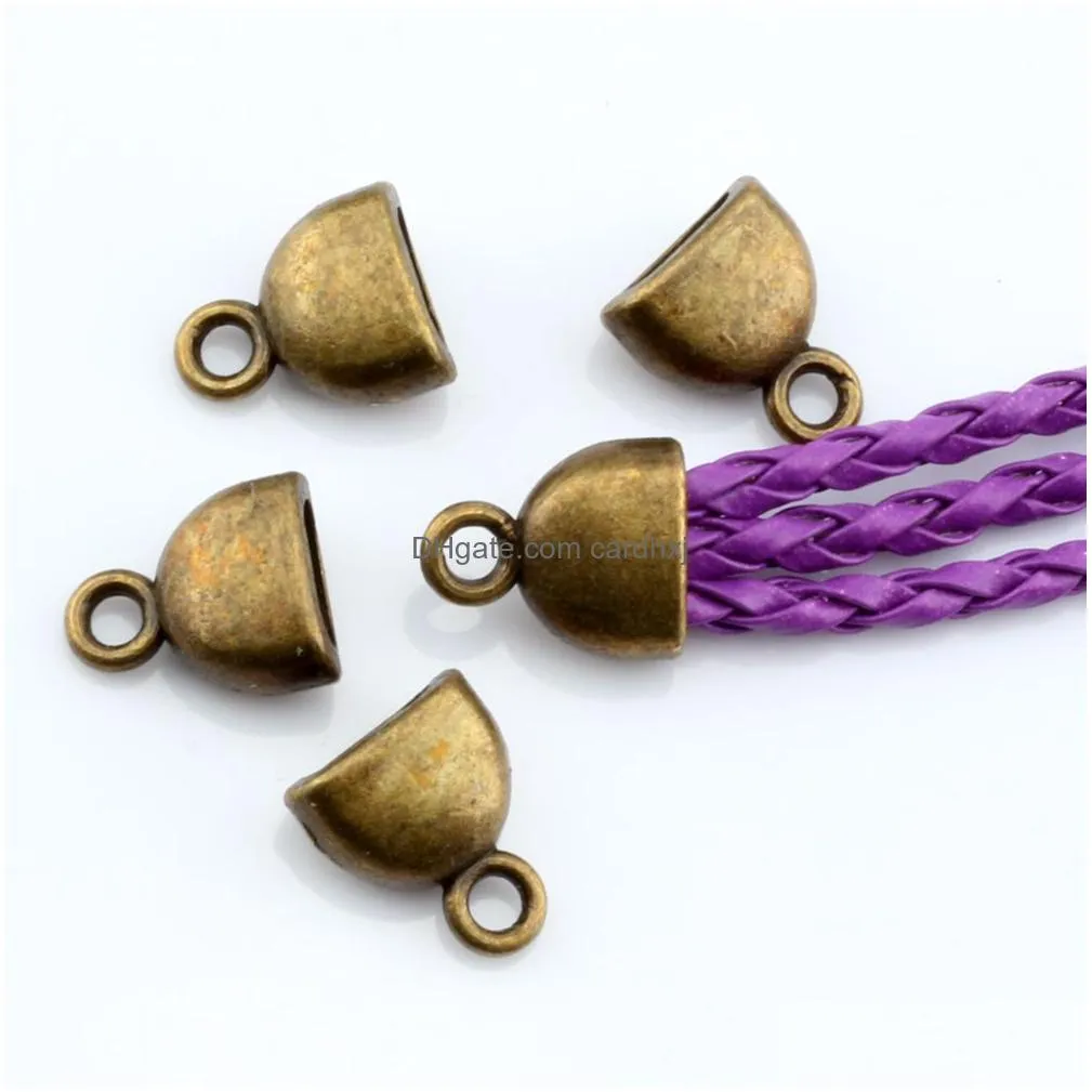 Bead Caps 100Pcs Antique Bronze Zinc Alloy Cup Cord End Cap Stopper 10X1M Diy Jewelry Jewelry Jewelry Findings Components Dh4N0