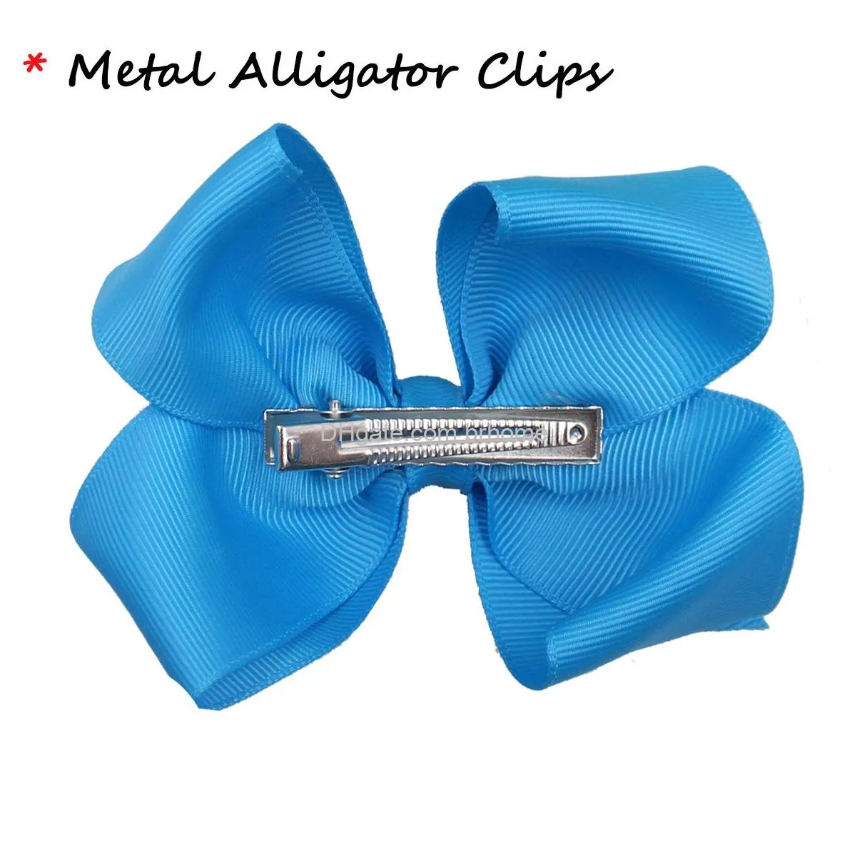4.5 hair bows alligator clips grosgrain ribbon big bows clips for girls toddlers kids children in pairs