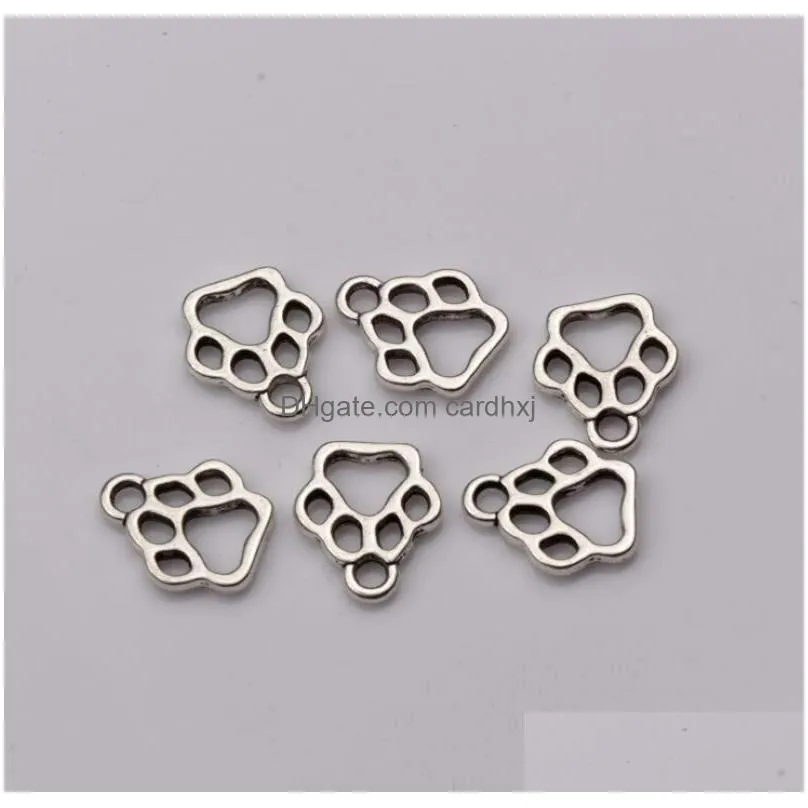 Charms 500Pcs Alloy Hollow Dog Paw Charm Pendant For Jewelry Making Bracelet Necklace Diy Accessories 11X1M Antique Sier Jewelry Jewel Dhho8