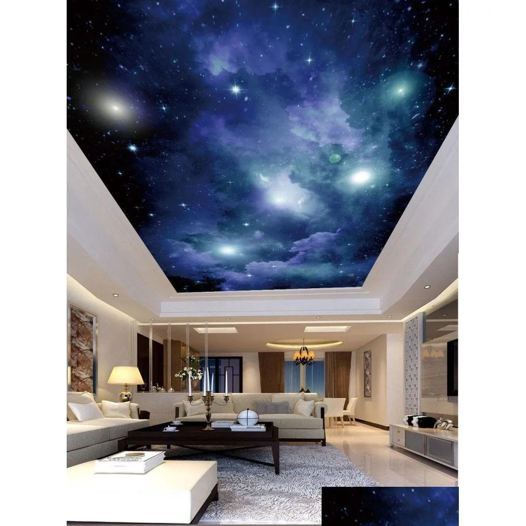 custom 3d p o wallpaper space starry night scene ceiling wall painting living room bedroom wallpaper home decor