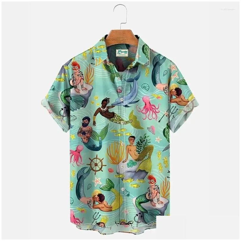 Men`S Casual Shirts Mens Casual Shirts Summer Shirt For Hawaiian Beach Funny Pattern Print Short Sleeve Daily Imported Clothing Vacati Oteml