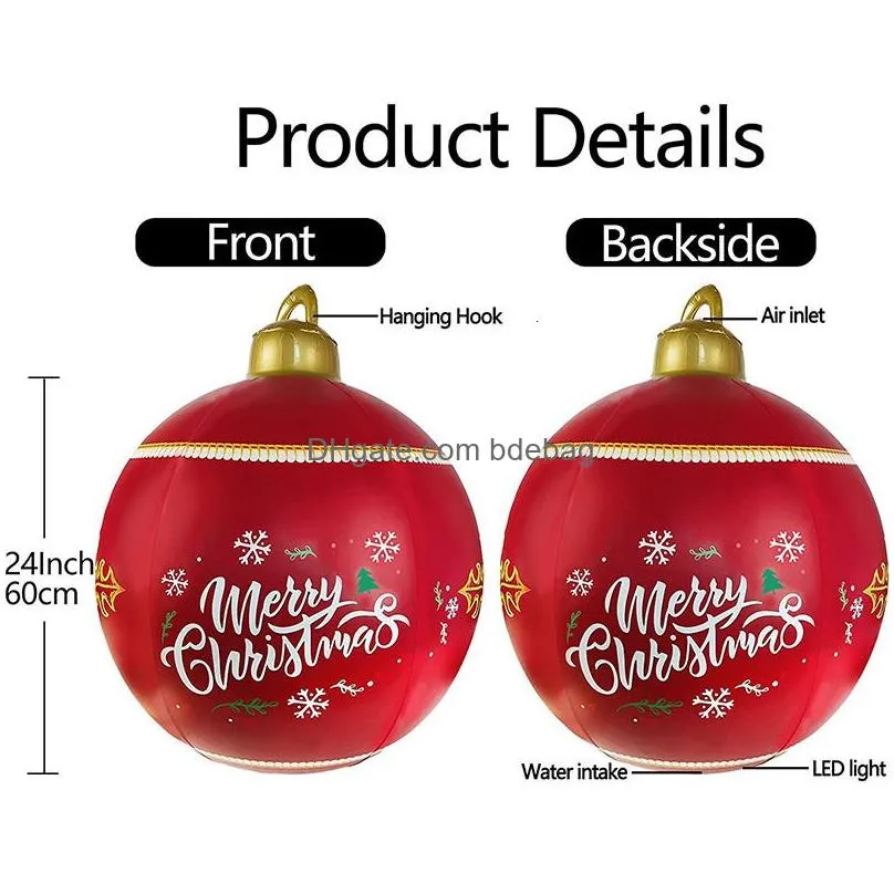 christmas decorations 60cm outdoor inflatable decorated ball made pvc  light glow large s tree toy 221123