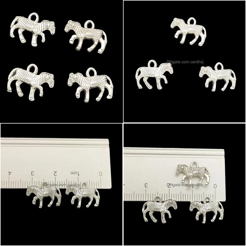 Charms Wholesale 200Pcs Zebra Alloy Charms Pendant Retro Jewelry Making Diy Keychain Ancient Sier For Bracelet Earrings 12X15Mm Jewelr Dhxqh