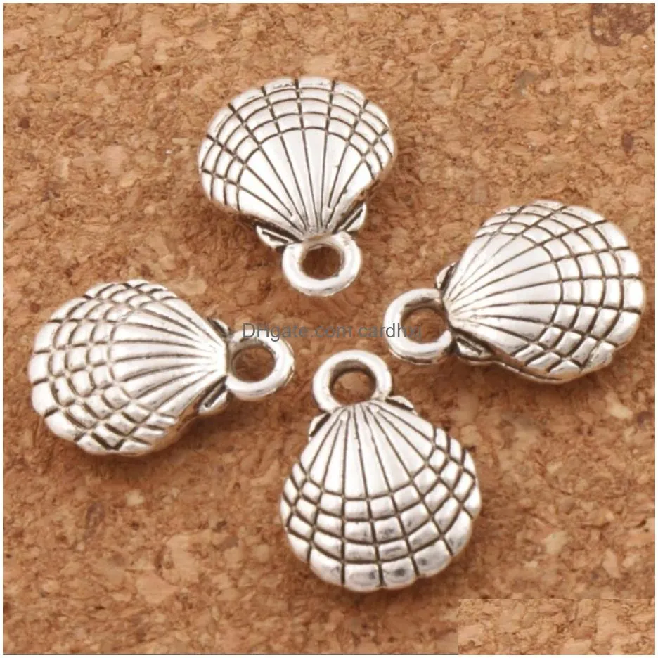 Charms Shell Charm Beads 200Pcs/Lot Sell Mic 13.1X10Mm Antique Sier Pendants Jewelry Diy Jewelry Jewelry Findings Components Dhebt