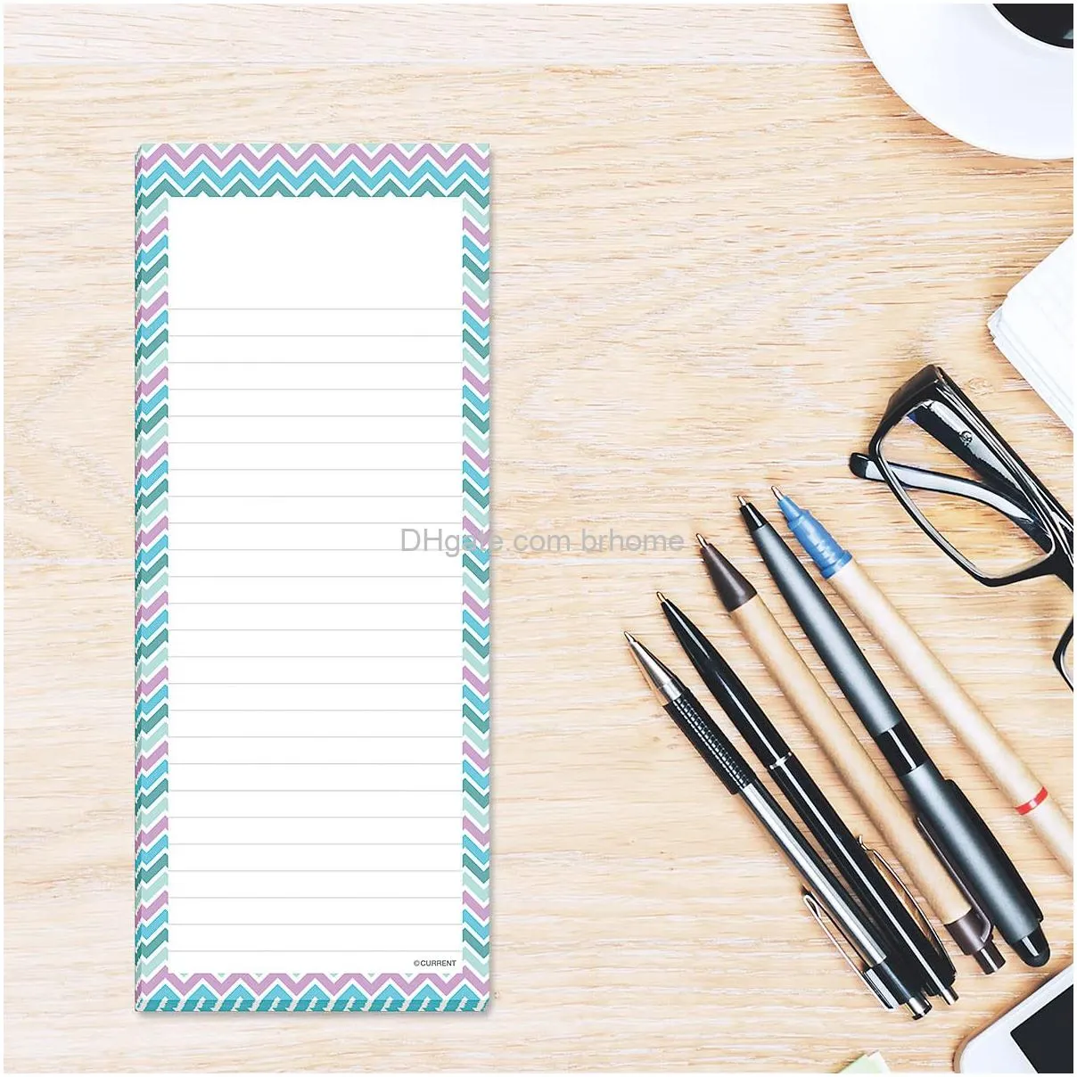 cool patterns magnetic notepads set of 6 50sheet pads 3 1/4 x 8 inches lined memo pads shipping list office organizer