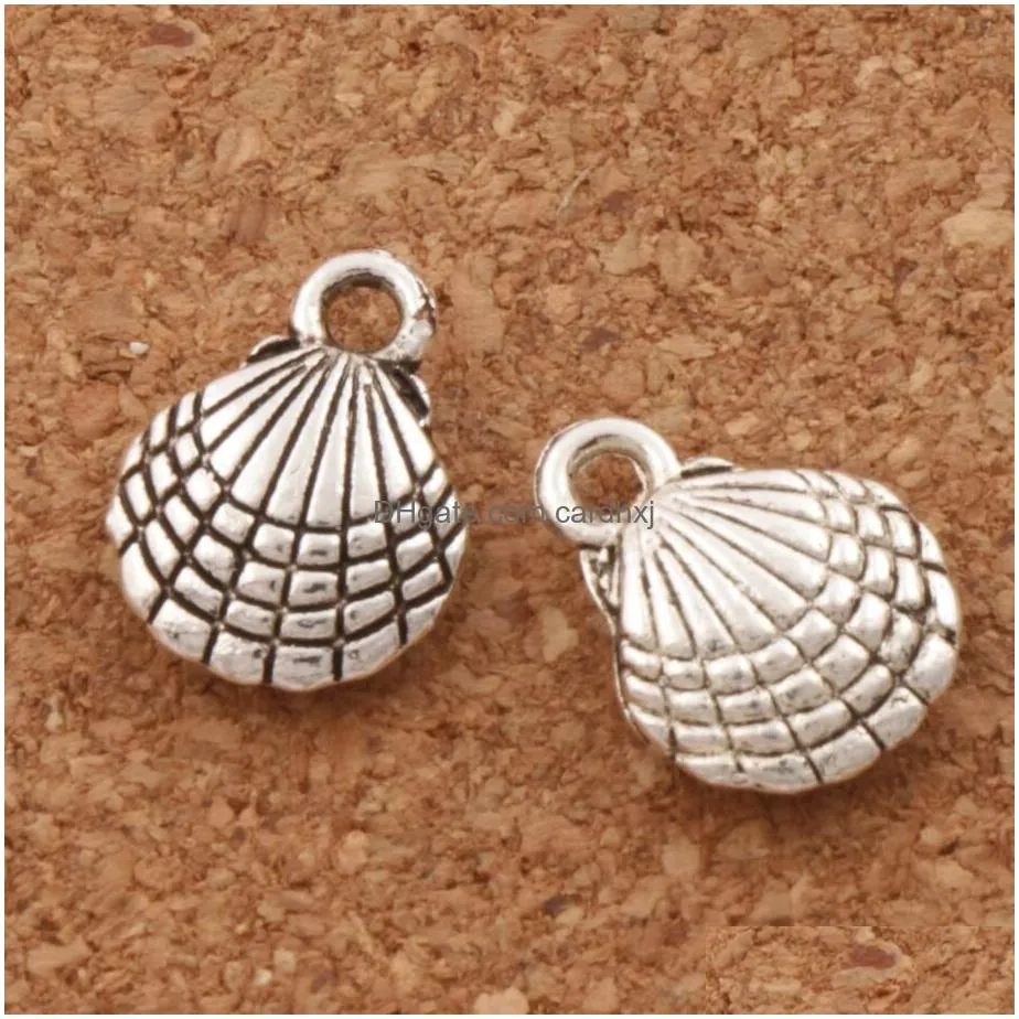 Charms Shell Charm Beads 200Pcs/Lot Sell Mic 13.1X10Mm Antique Sier Pendants Jewelry Diy Jewelry Jewelry Findings Components Dhebt