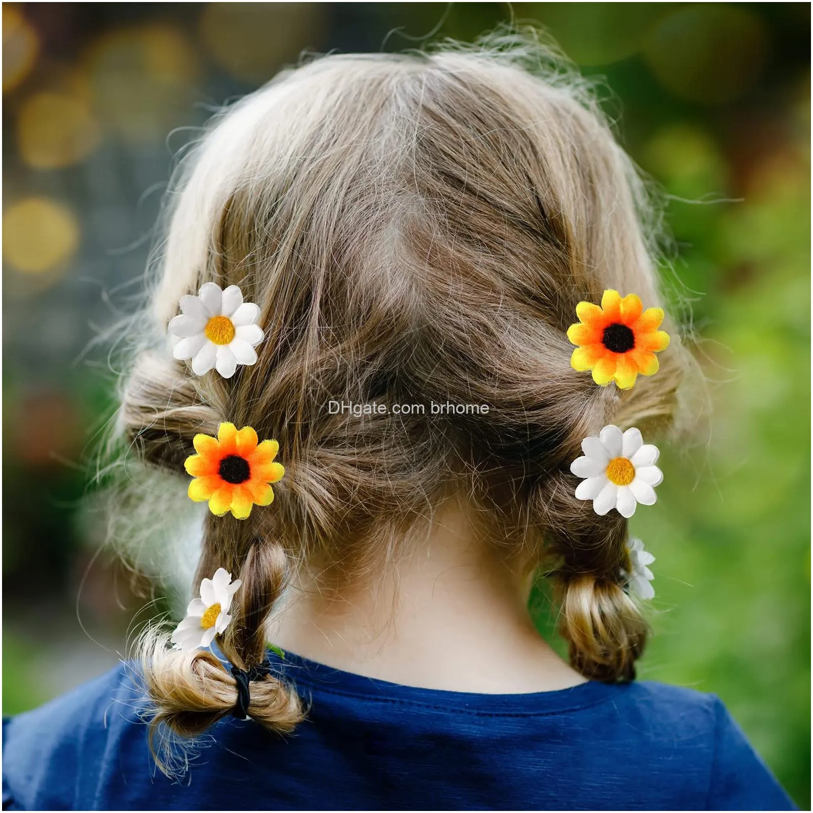 artificial daisy and sunflower heads fake sunflowers white daisy flowers mini individual sunflowers faux fabric daisy flowers 1.6 inch fake fabric flower head for diy wedding party decor