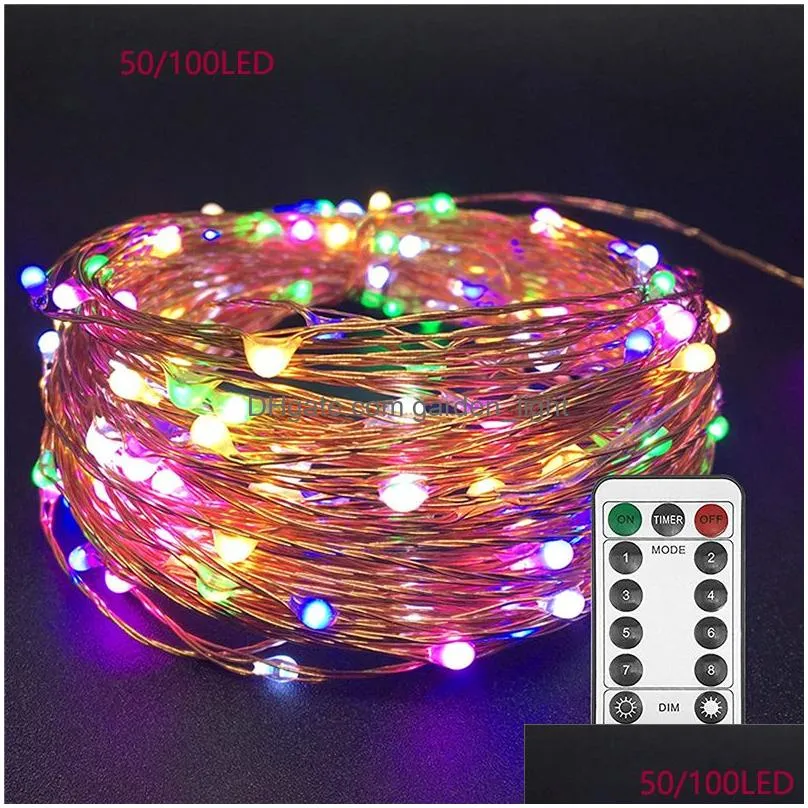 led string lights twnikle fairy lights waterproof 8 modes 50led 100 led usb plug in copper wire firefly holiday lights strip