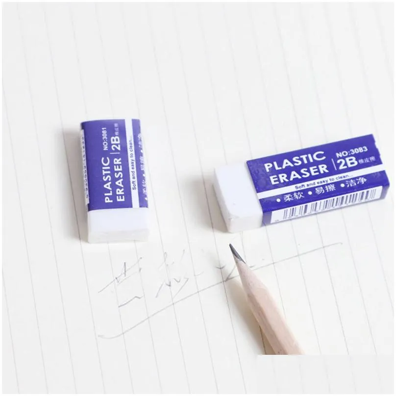 Erasers Wholesale 30Pcs/Pack White 2B Pencil Rubber Ding Art Sketch Painting Eraser Student Correction Exam Writing Pvc Erasers Suppli Dh6W5