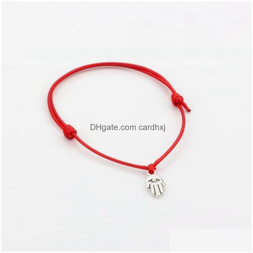 Charms 50Pcs Mixed Kabh Hamsa Hand Star Of David Charms Red Color Wax Rope Adjustable Bracelets Jewelry Jewelry Findings Components Dhwol