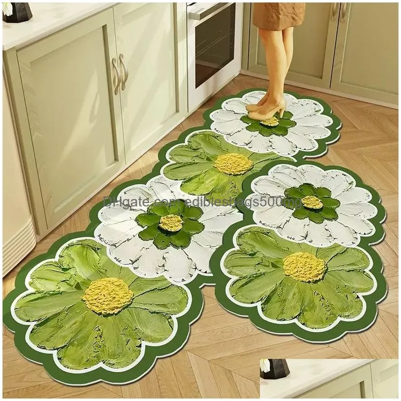 carpet flower shape kitchen mat irregular anti slip bath rug non slip bathroom entrance doormat artistic floor drain pad 230818