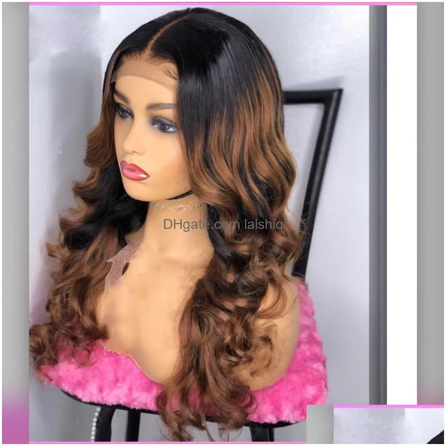 13x6 lace front human hair wigs ombre brown and blonde body wave human hair full lace wigs wavy ombre 360 frontal