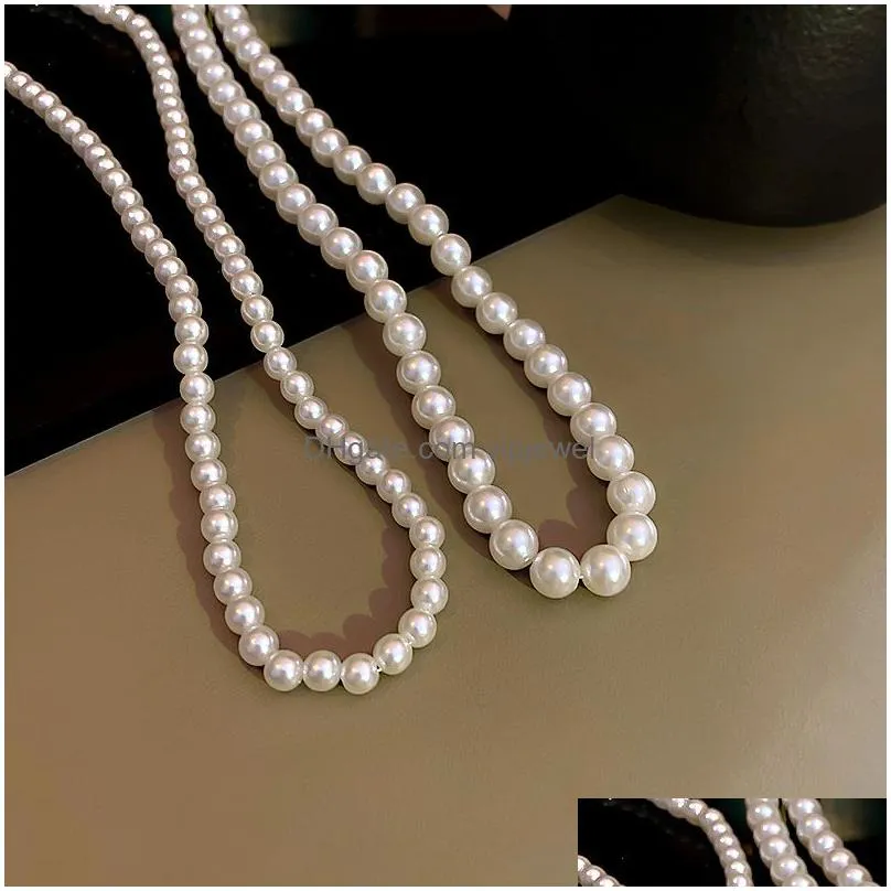baroque pearl necklace artificial beaded necklace wedding bridal round bead necklace