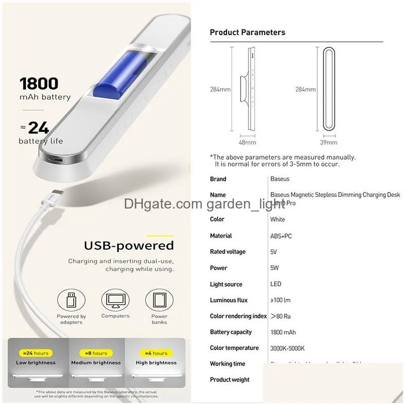 desk lamp hanging magnetic night light led table lamps rechargeable stepless dimming cabin lights for closet wardrobe background balcony