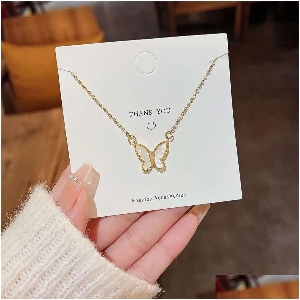 Other Necklace Butterfly Fashion Metal Korean Clavicle Chain Women Sier Accessories Jewelry Necklaces Pendants Otxag