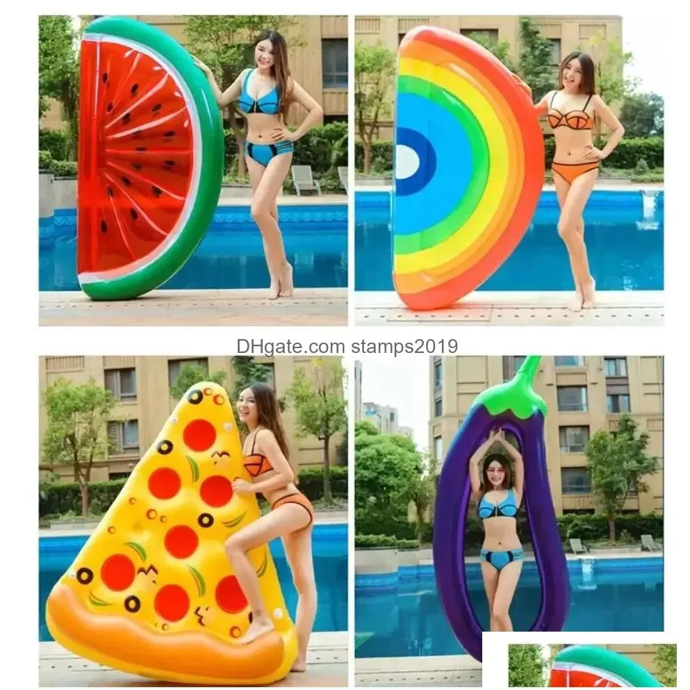 party inflatable swimming ring  rainbow pizza banana pool lounge adult pool float mattres life buoy raft swimming water pool toys