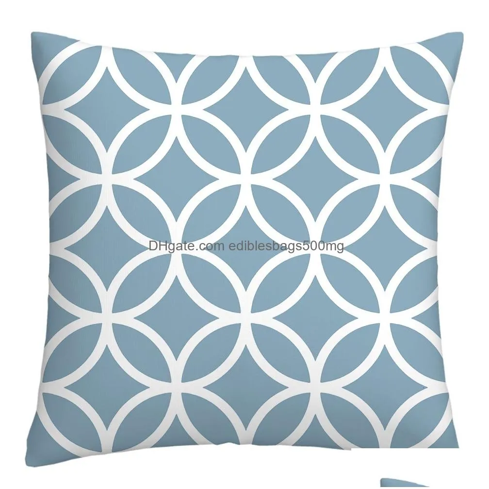cushion decorative pillow lake blue white geometric linen pillowcase sofa cushion cover home decoration can be customized for you 40x40 45x45 50x50 60x60