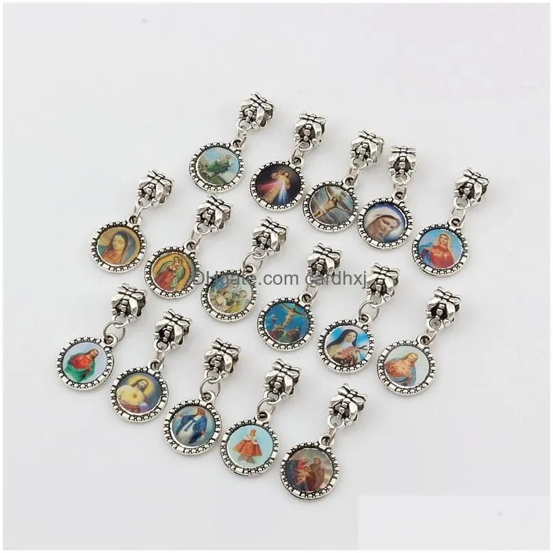 Charms 150Pcs/Lots Round Jesus Christ Dangle Charm Beads Fit Pendant Bracelet Necklace Diy Jewelry Relius Christmas Gift 13X28Mm Jewel Dharz