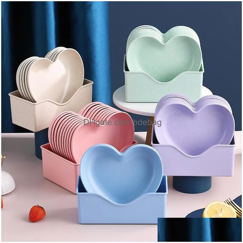dishes plates 5pcs creative love heart spit bone dish household food grade plastic spit bone dish round square set dining table garbage plate