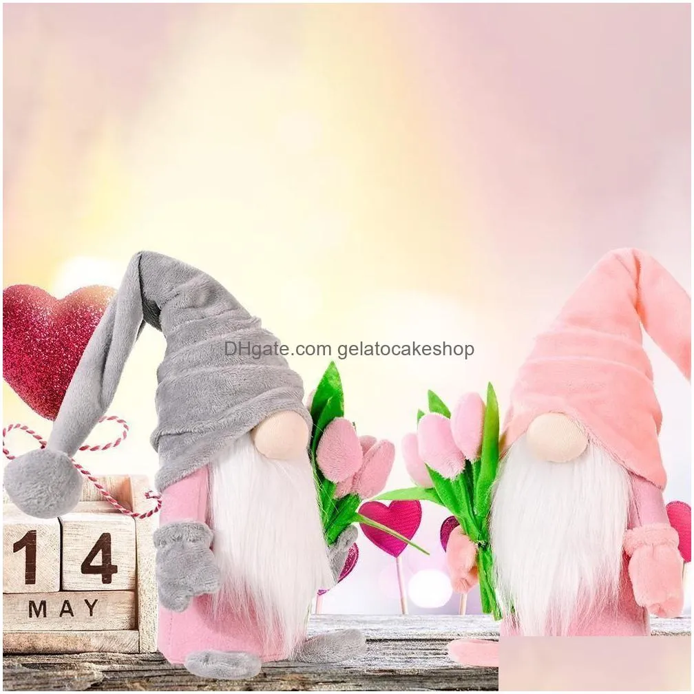 cute christmas decoration spring tulip gnomes plush dwarf doll toy home kitchen ornaments mothers day gift fy2683