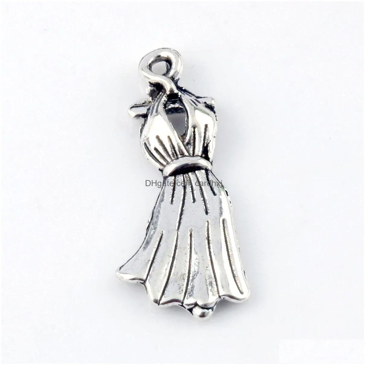 Charms 250Pcs Antique Sier Alloy Dress Charms Pendants For Jewelry Making Findings 10.5X26Mm Jewelry Jewelry Findings Components Dh92R