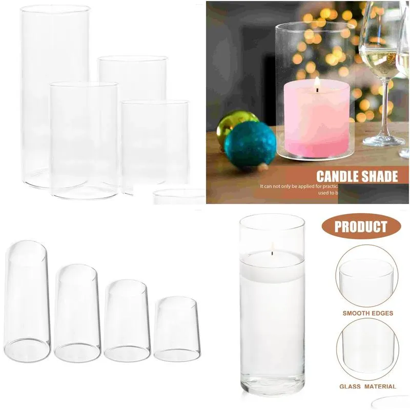 Candle Holders 4 Pcs Glass Cup Hurricane Clear Supplies Cylinder Er Candlestick Drop Delivery Home Garden Decor Otbfx