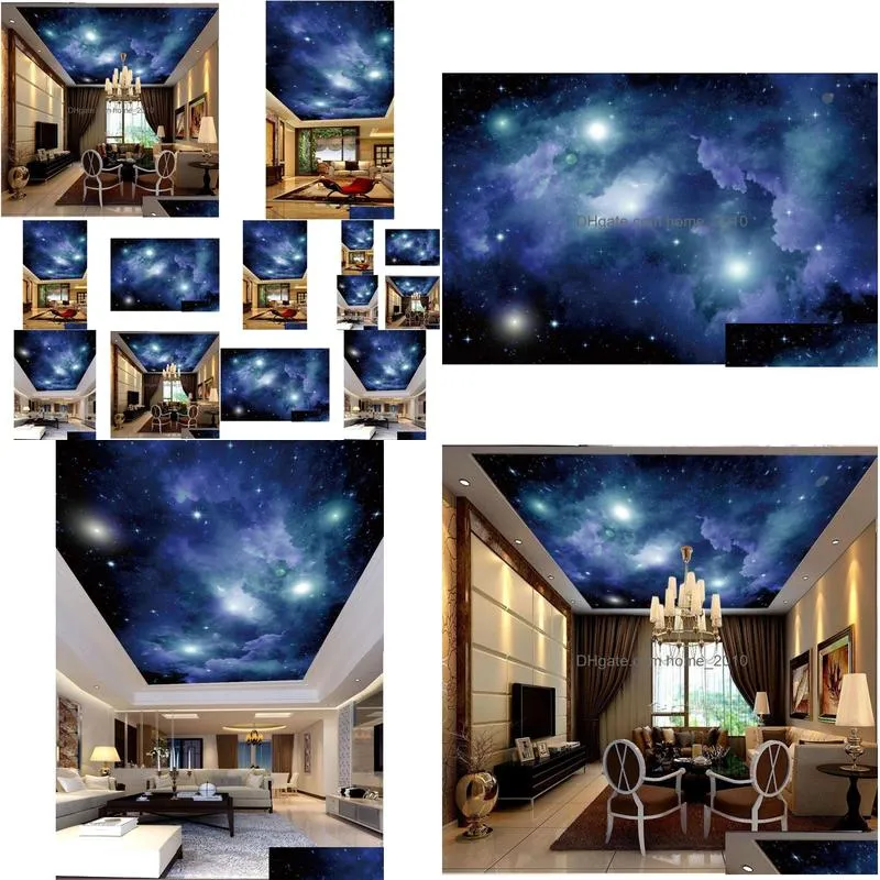 custom 3d p o wallpaper space starry night scene ceiling wall painting living room bedroom wallpaper home decor