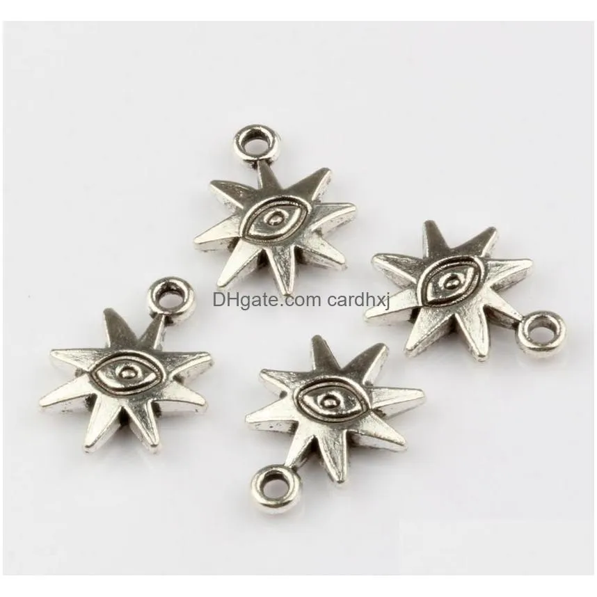 Charms 150Pcs Fashion Antique Sier Zinc Alloy Mixed Turkey Eyes Charms Pendants Diy Jewelry Jewelry Jewelry Findings Components Dhp5M