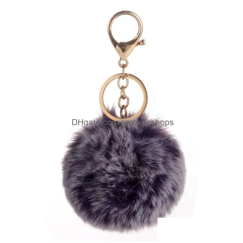 2022 key-chain party favor black and white cream color plush ball diameter 8cm dyed tip imitating rex rabbit toy accessories