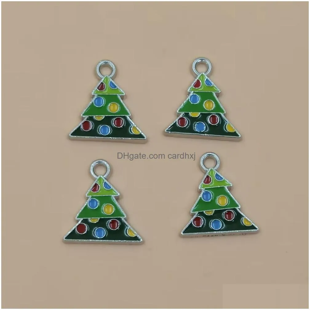 Charms 50Pcs Alloy Enamel Christmas Tree Charm Pendant For Diy Jewelry Making Bracelet Necklace Accessories Jewelry Jewelry Findings C Dhujd