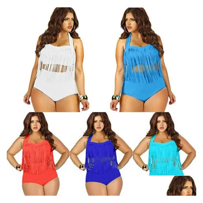 Women`S Swimwear Retail Plus Size Swimwear For Women Fringe Tassels Bikini High Waist Swimsuit Y Bathing Suit Padded Boho 11 Colors Ap Dhg2A