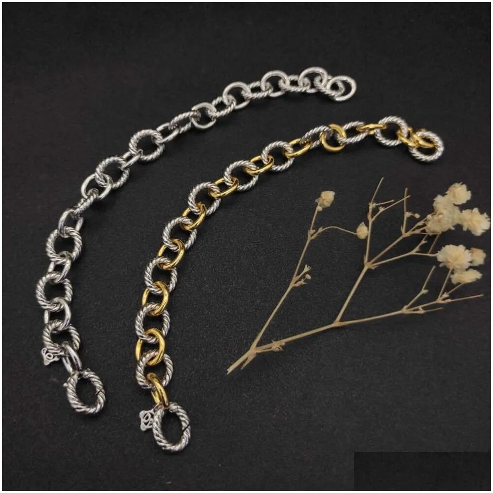 Bangle Braided Mens Accessories Dy Bracelet 19Cm Bangles Bracelets Designer Chain Fashion Gold Sliver Jewelry Women 21Cm Copper Gift J Ot724