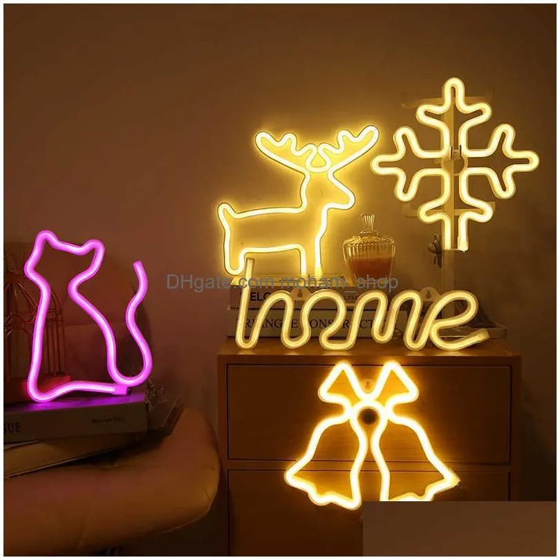 other event party supplies acrylic usb led neon night light colorful neon sign wall hanging sign lamp for home party holiday wedding decoration xmas gift