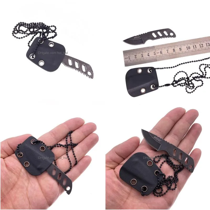 mini outdoor camping survival stainless steel necklace portable self defense fruit knife n446