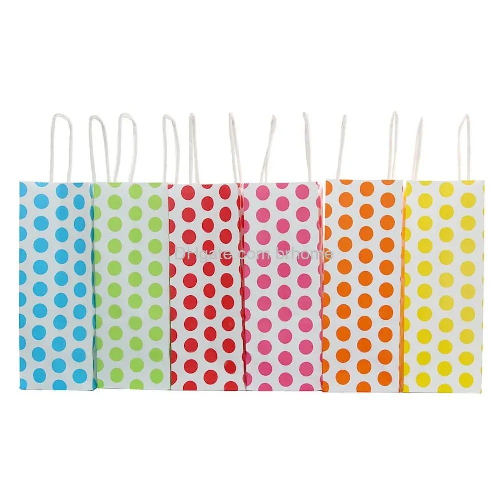 party favor bags thicker kraft paper cute dots gift bags goodie bags bulk with handles for birthday party candy bridal shower